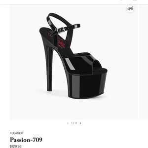 PLEASER Passion 709 7” Black Platform Heels | Size 8 | Pole Dance Shoes